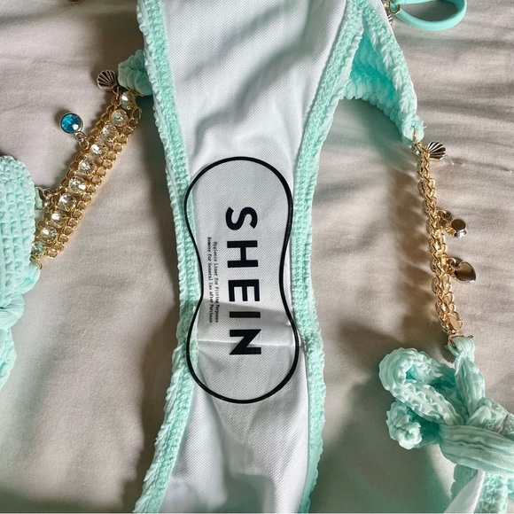 Shein Light Blue Bikini with Gold Charmed Chain - Picture 7 of 7